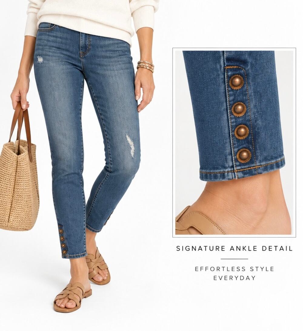 Chico's 0 Jegging Ankle Jeans Cuff Detail Size 4